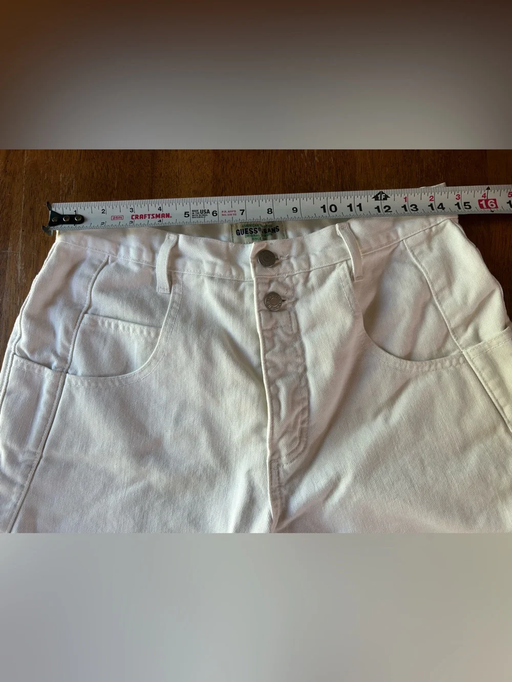 Guess Vintage 1990s White Jean Shorts Cotton Sz 30